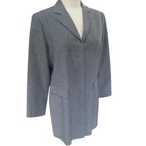 VIntage Boyfriend Pinstripe Longline Blazer Gray Oversized Celeb Style 80s-10